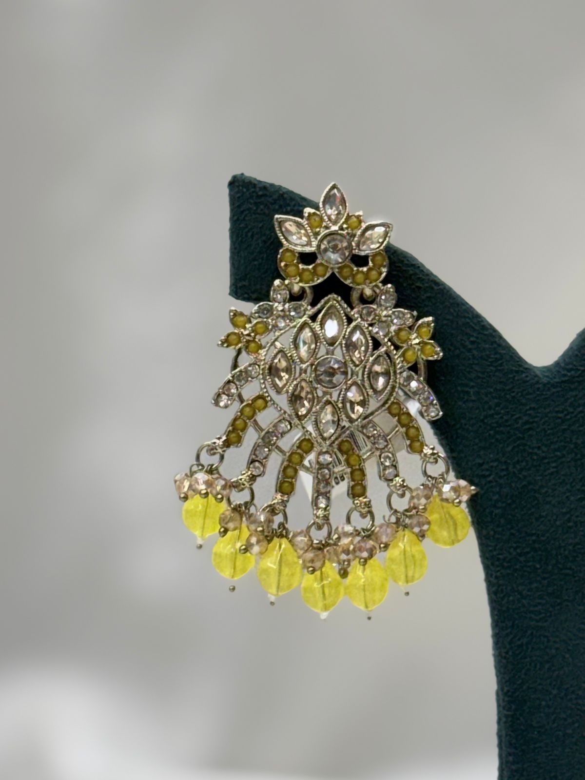 Yellow Stone Chandbali Earrings for Women,llb636