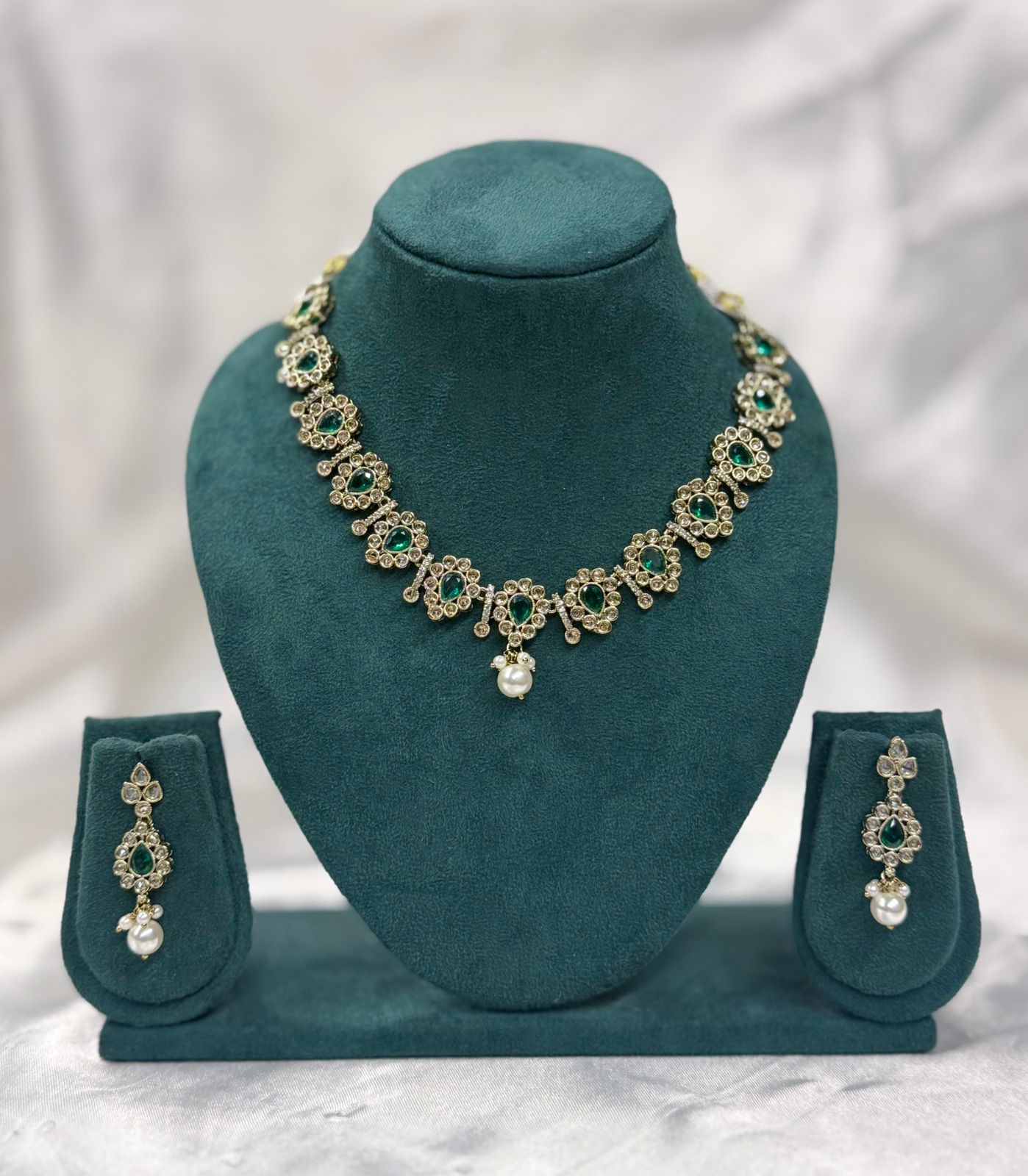 Elegant Purple Stone Floral Necklace Set with Diamond Finish,llb429