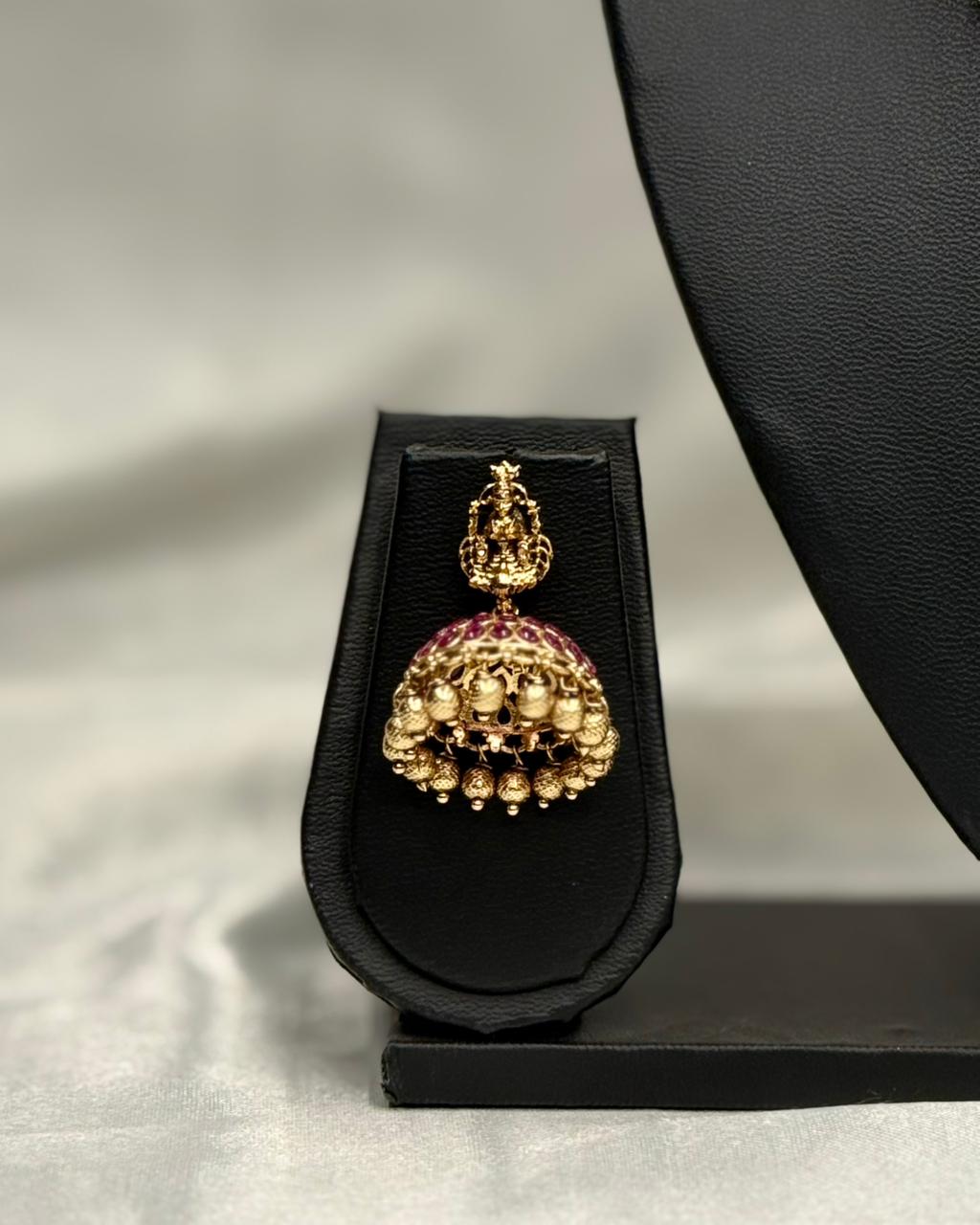 Ruby Bridal Necklace Set with Jhumka Earrings,LLB303