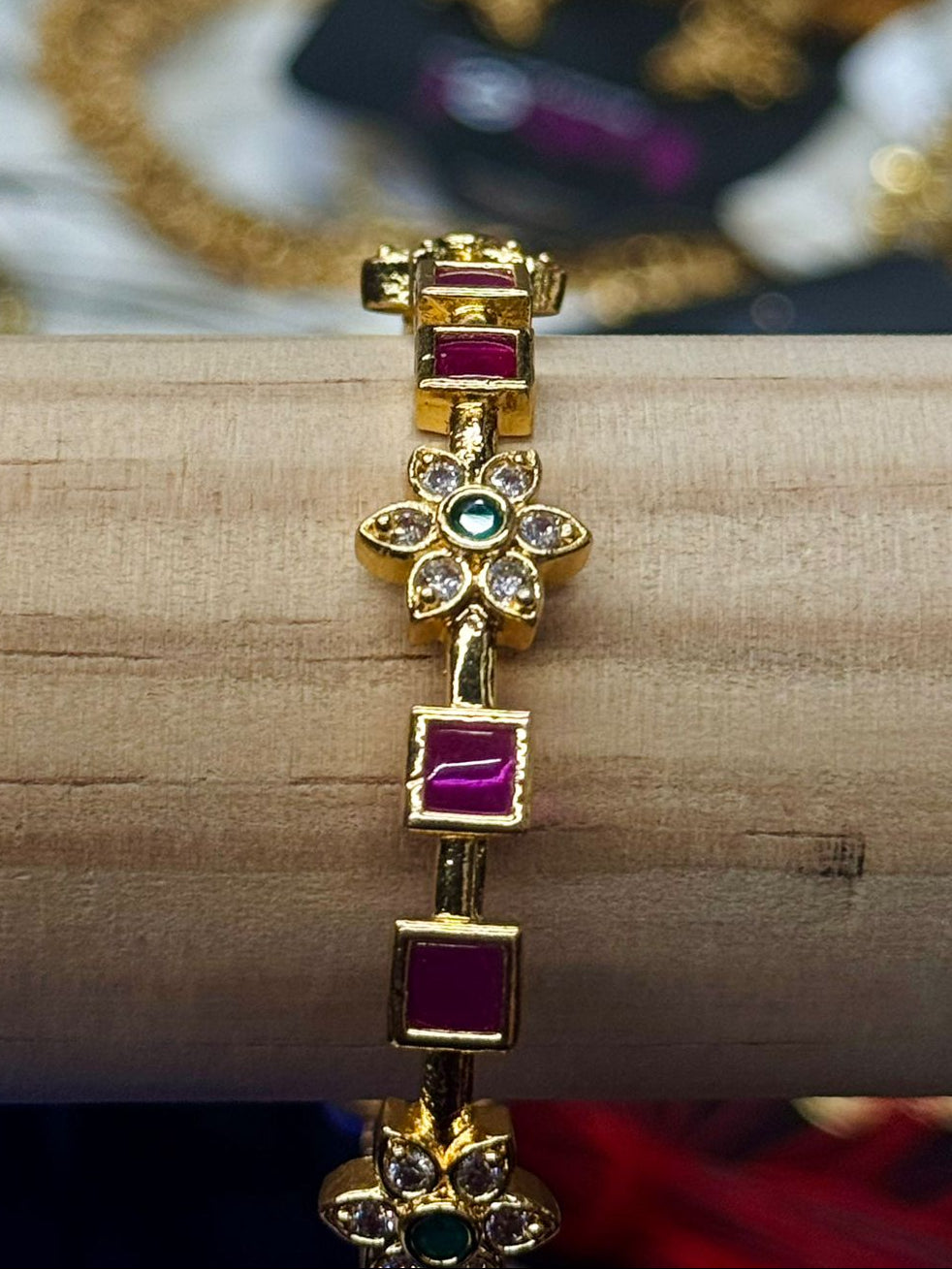 Elegant Gold Bangles with Ruby Stone,llb405