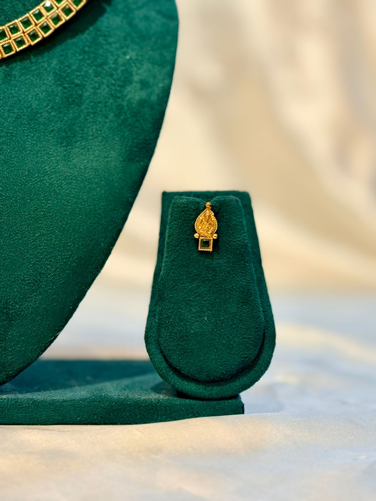 Lakshmi Kasu & Emerald Square Stone Necklace & Earring Set | llb065