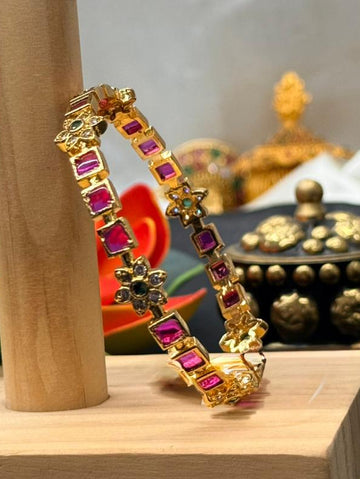 Elegant Gold Bangles with Ruby Stone,llb405