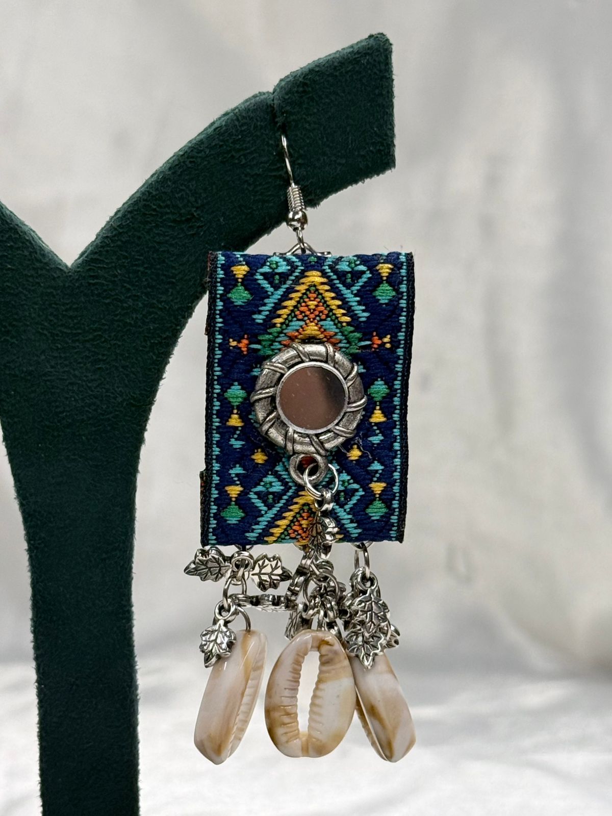 Handmade Embroidered Mirror Earring,llb558