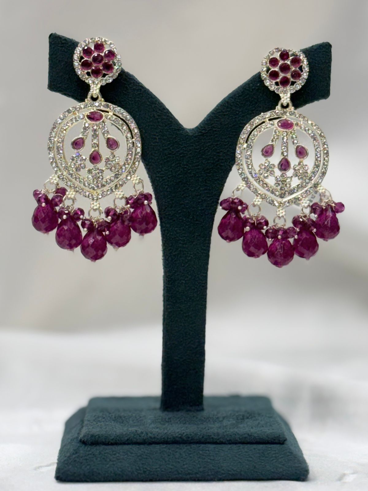 Maroon Stone Drop Earrings for Women,llb637
