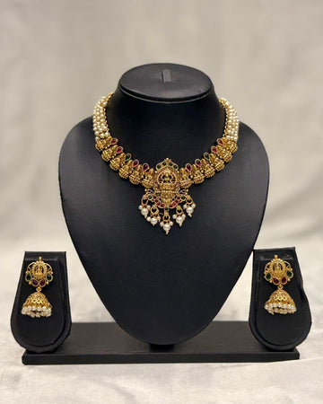 Traditional Temple Design Mehendi Necklace Set,llb307
