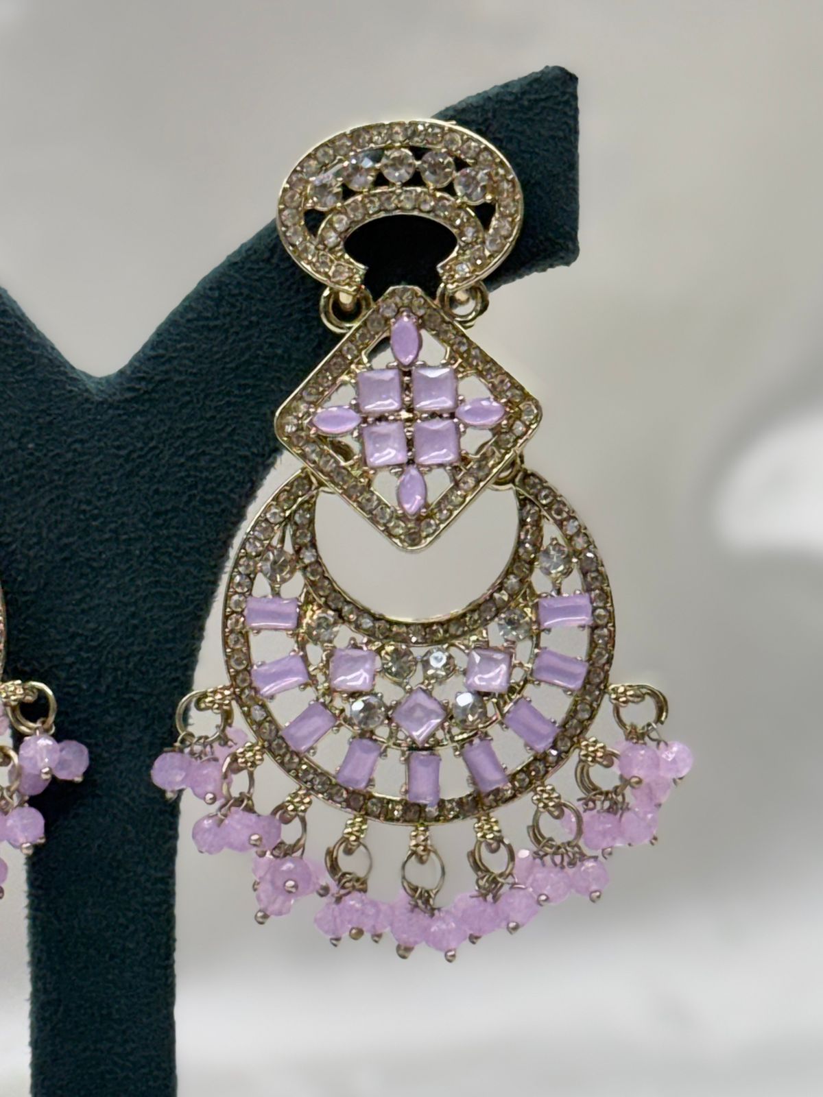 Lavender Stone Chandbali Earrings for Women,llb633