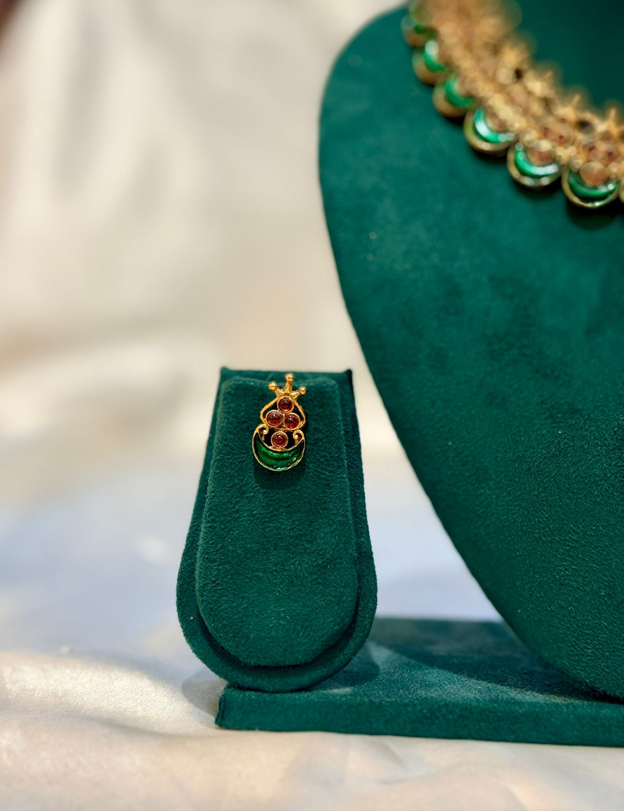 Green Meenakari Ruby Filigree Gold Choker Necklace & Earring Set | llb079