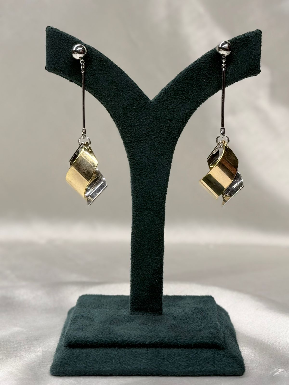Modern Silver & Gold Geometric Drop Earrings,llb707