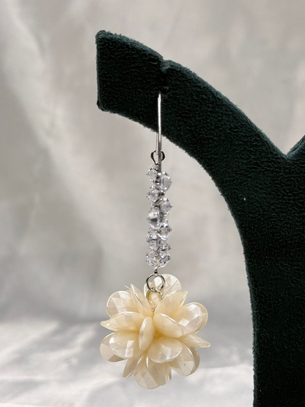 Crystal Hoop Earrings with Floral Drop Charm ,llb557