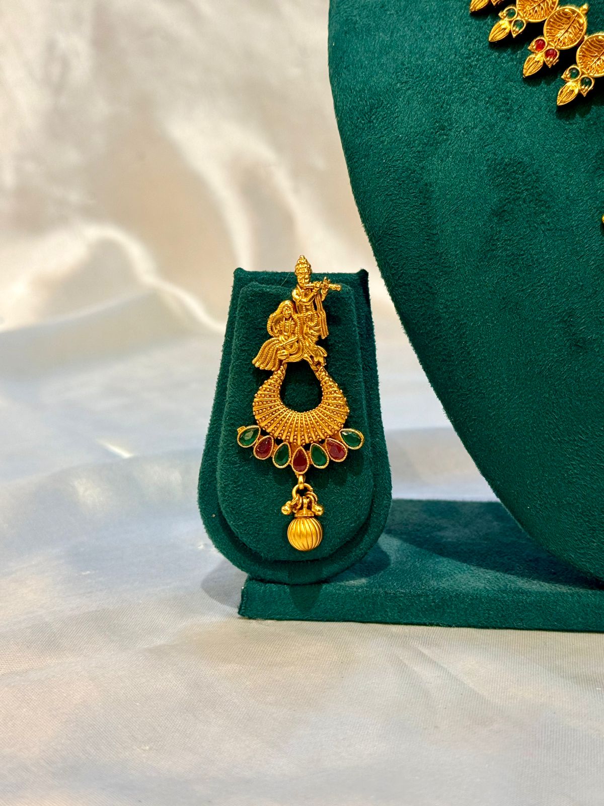 Antique Gold Lakshmi Peacock Temple Necklace & Chandbali Earring Set | llb089