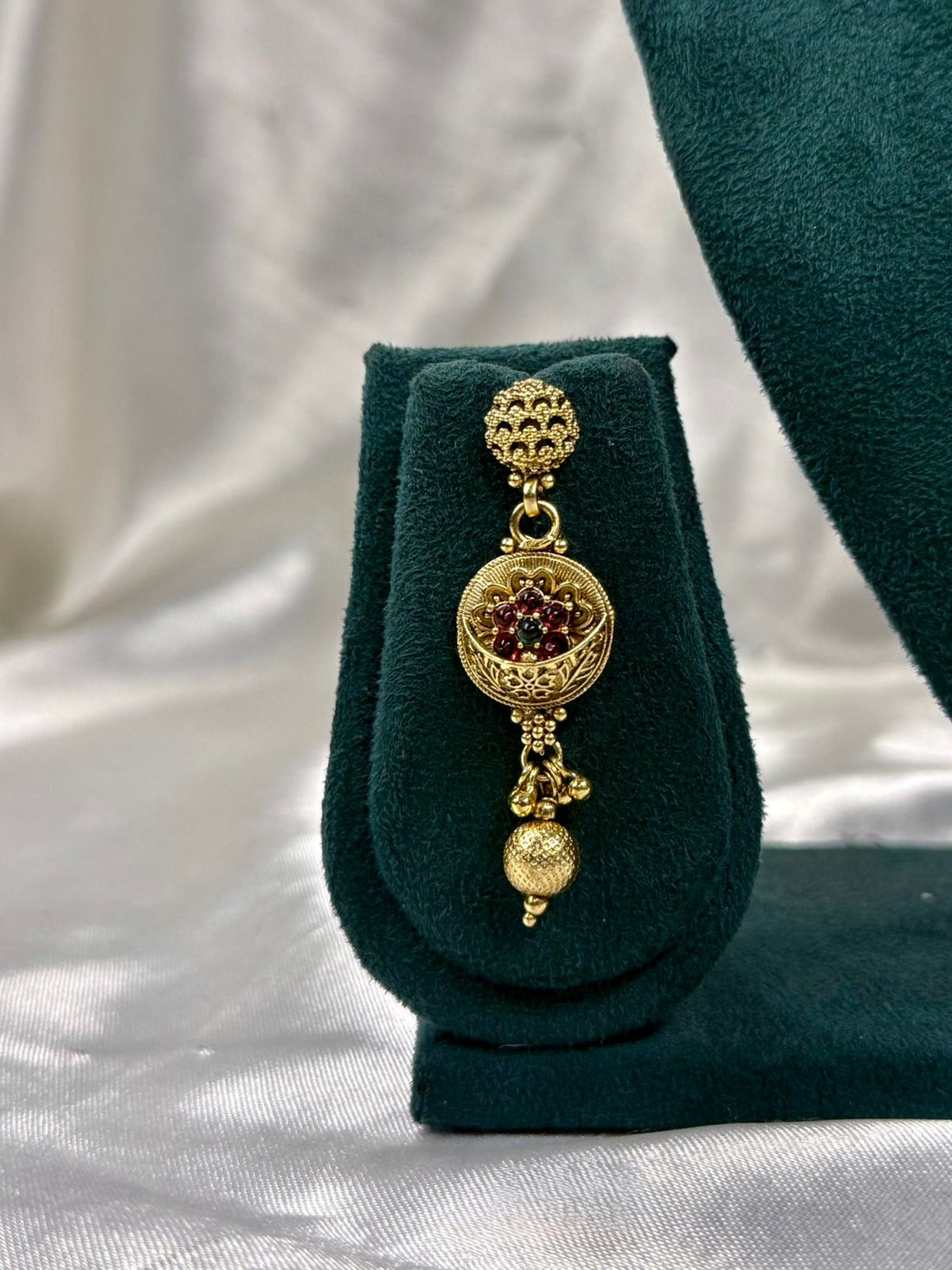 Traditional Antique Gold Necklace Set with Ruby Stone Work ,llb425