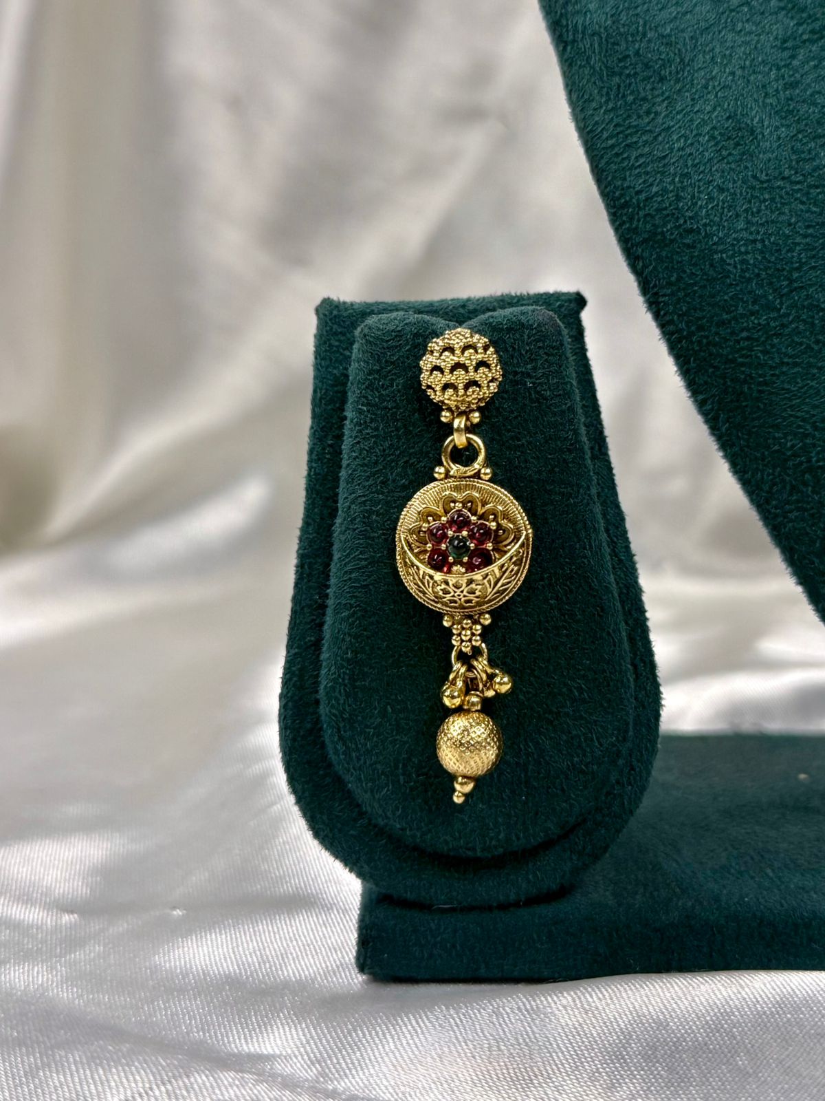 Traditional Antique Gold Necklace Set with Ruby Stone Work ,llb425