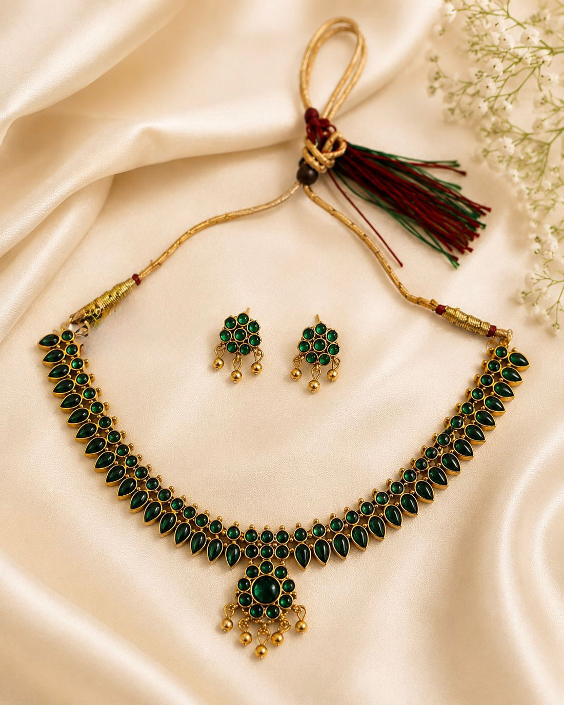 Emerald Green Kemp Necklace Set | llb043