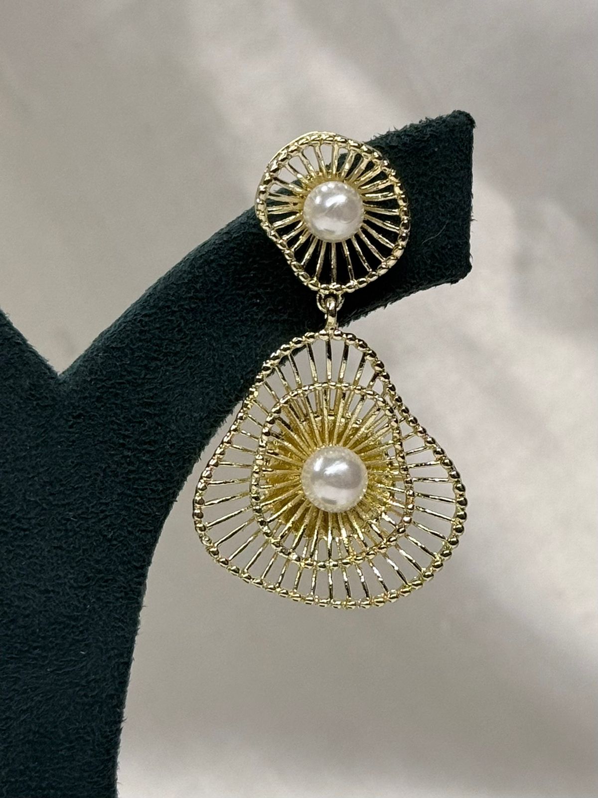 Gold Pearl Filigree Drop Earrings,llb712
