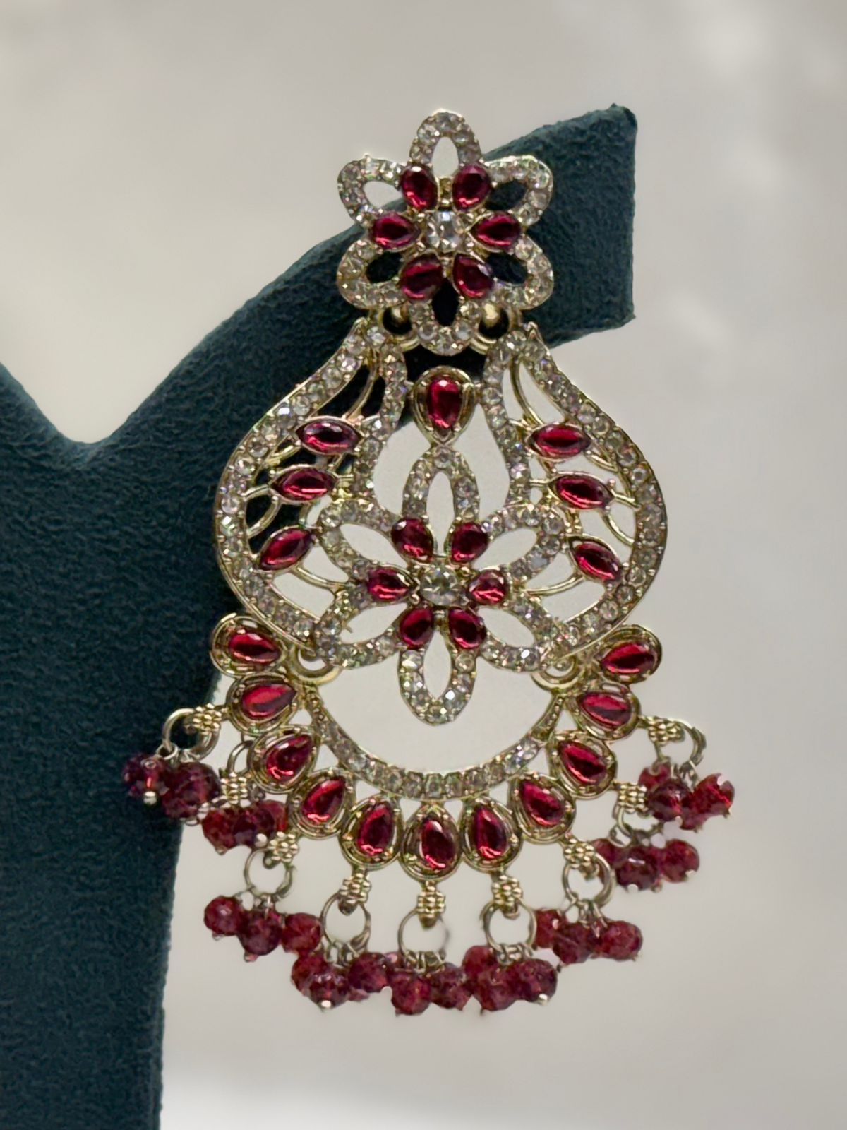 Red Crystal Chandbali Earrings for Women,llb638