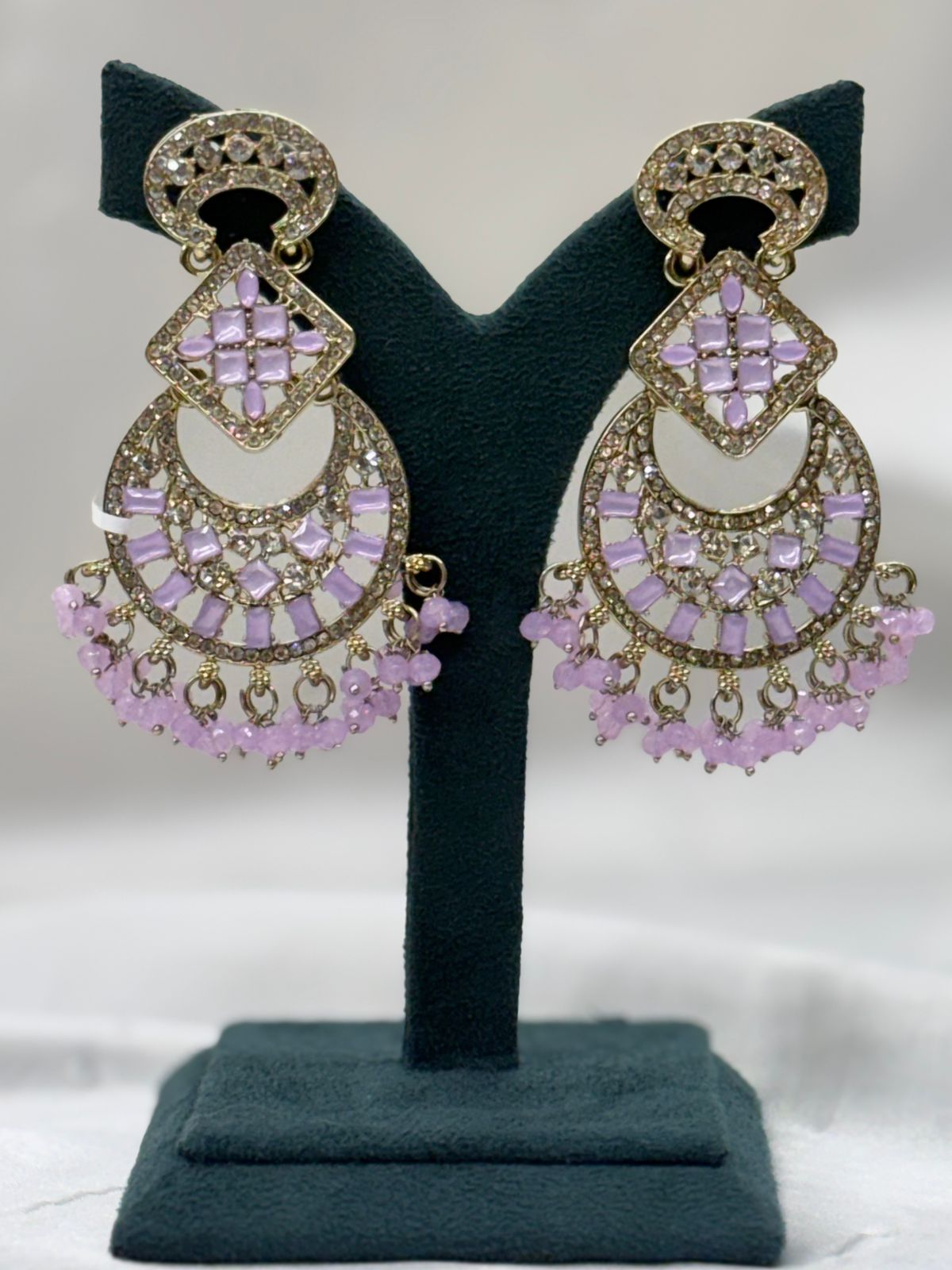 Lavender Stone Chandbali Earrings for Women,llb633