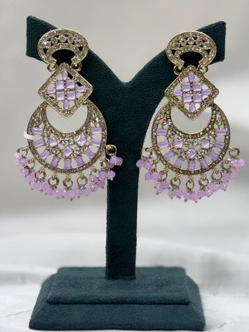 Lavender Stone Chandbali Earrings for Women,llb633