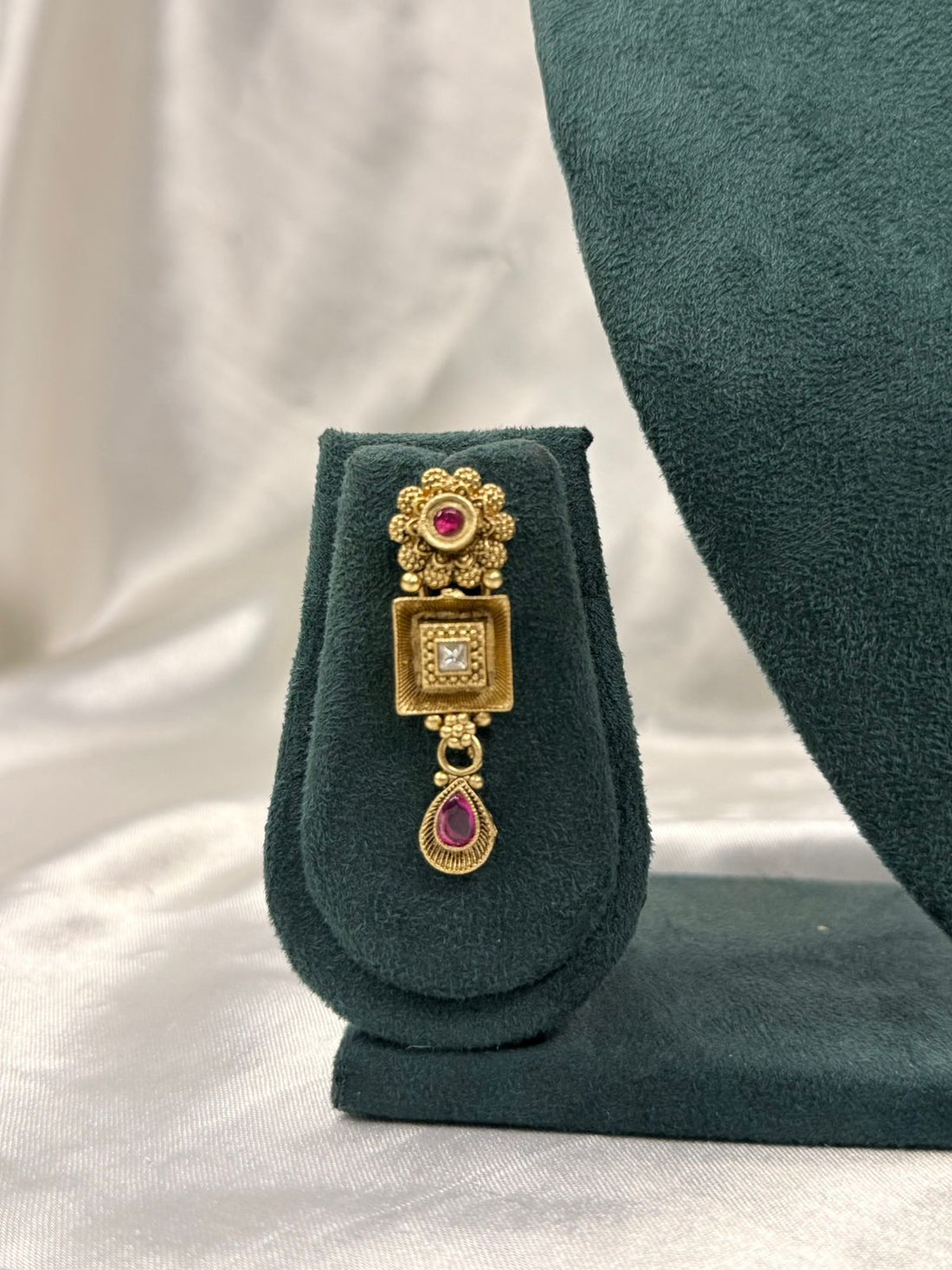 Antique Temple Gold Necklace Set with Ruby Stones & Lakshmi Motif,llb426
