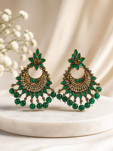 Emerald Green Chandbali Earrings | LLB005