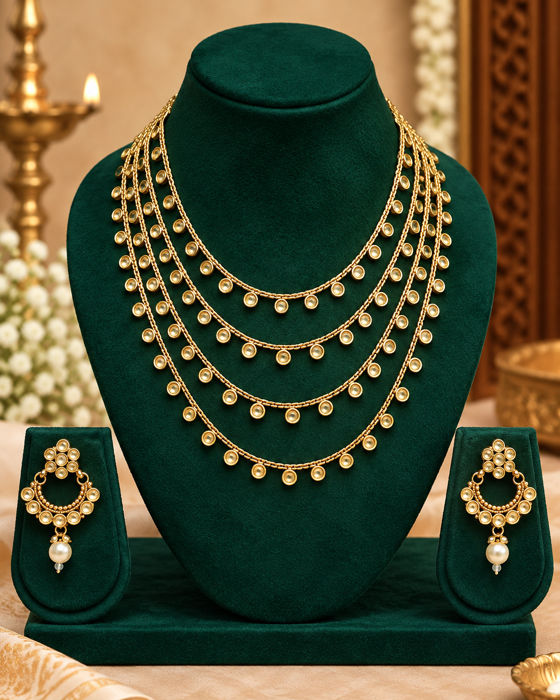 Layered Kundan Necklace Set | ALOA15