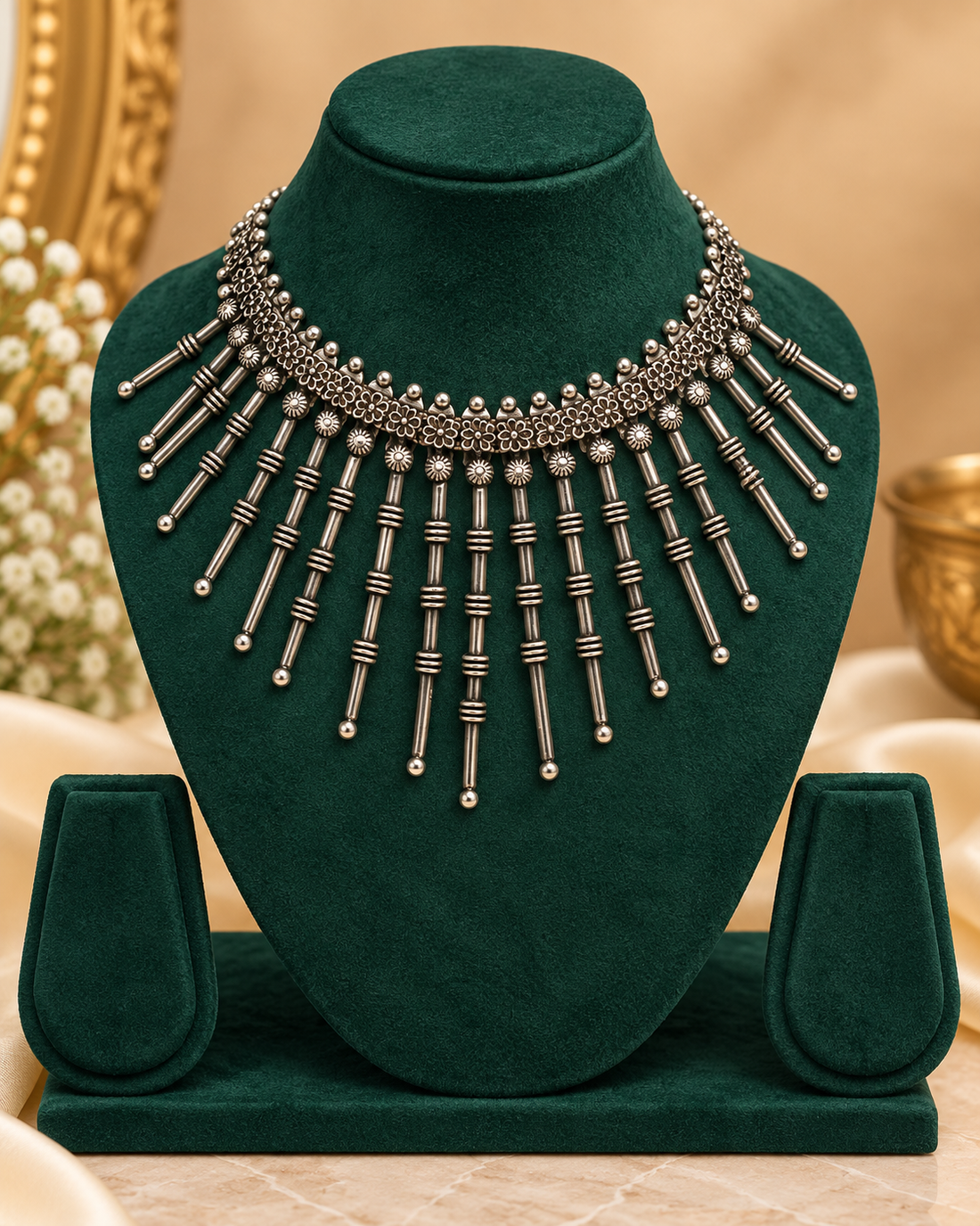 Oxidised Silver Statement Necklace | ALOA16