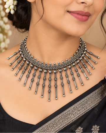 Oxidised Silver Statement Necklace | ALOA16
