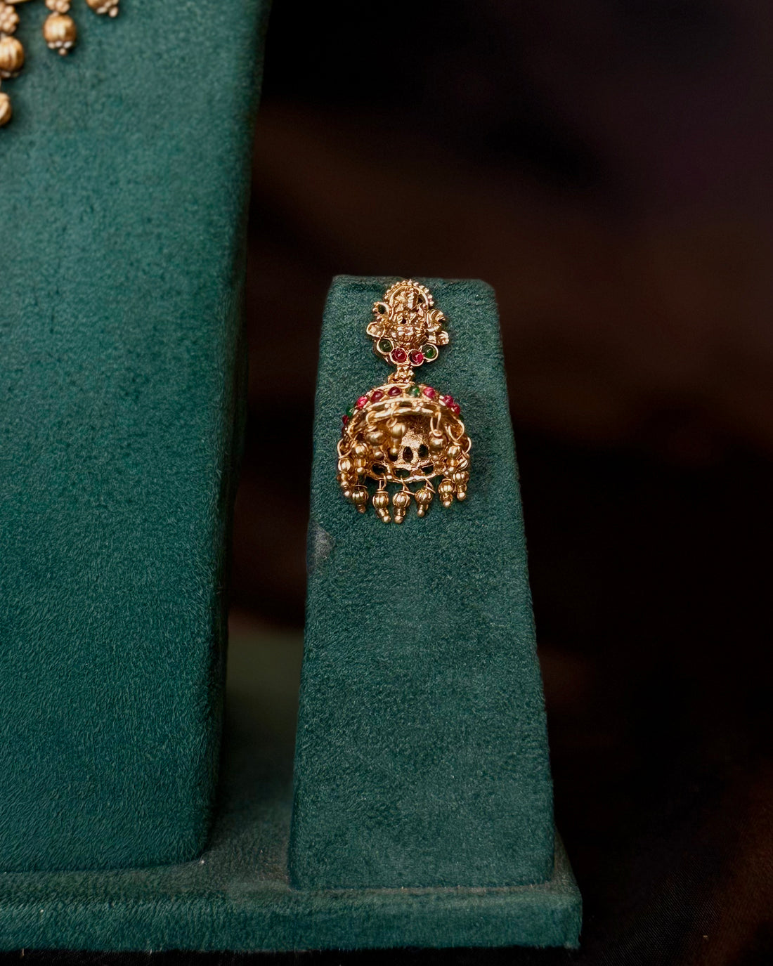 Antique Gold Lakshmi Bridal Necklace Set with Jhumka Earrings | ALOA17