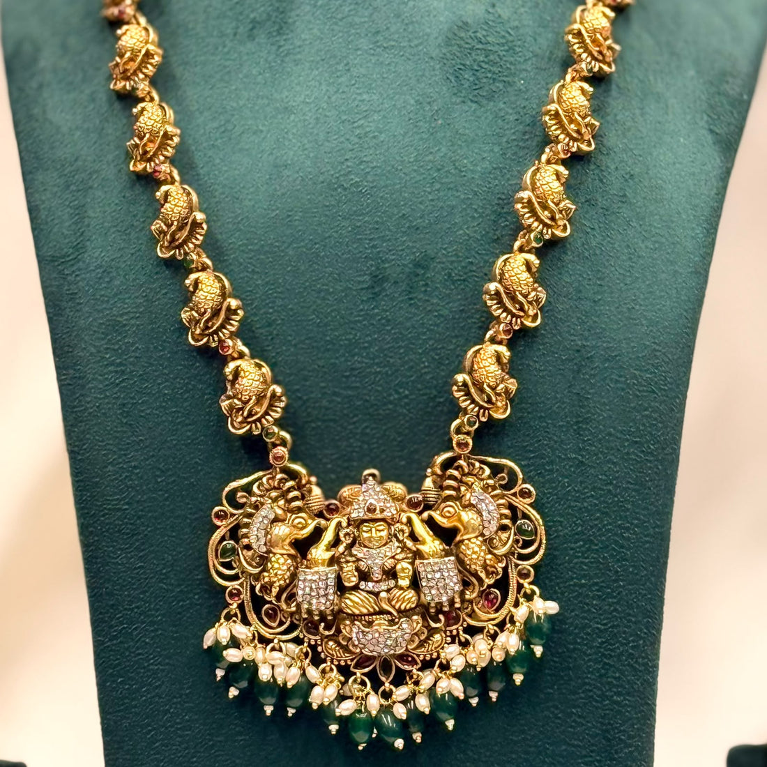 Lakshmi Temple Long Necklace Set | ALOA18