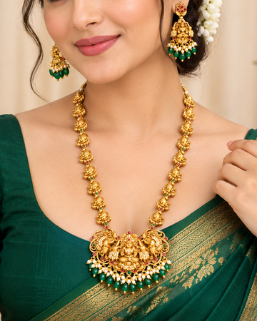 Lakshmi Temple Long Necklace Set | ALOA18