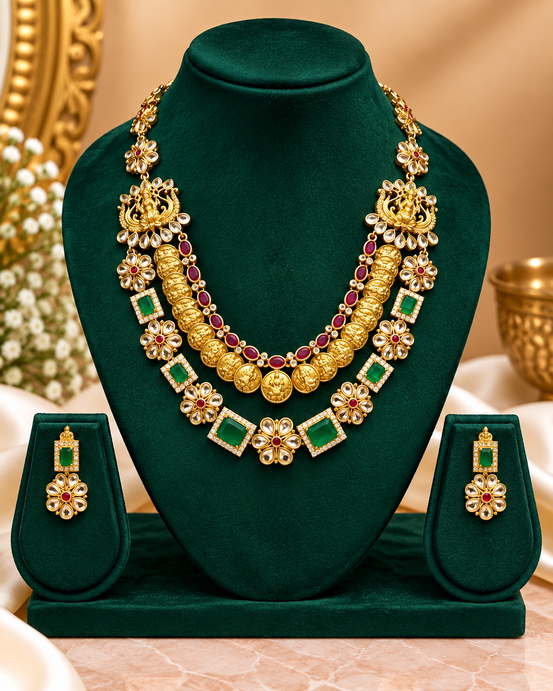 Lakshmi Coin Layered Necklace Set |  ALOA4