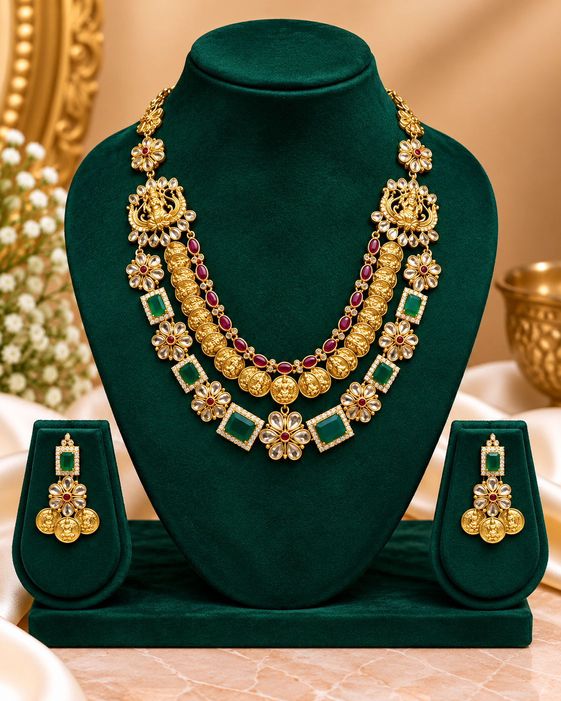 Lakshmi Coin Layered Necklace Set |  ALOA9