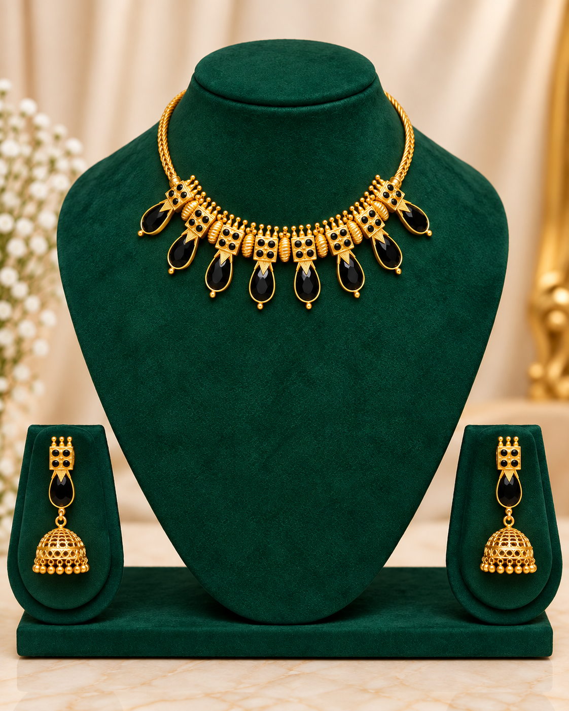 Antique Gold Ruby Emerald Choker | ALOB42 / ALOB26