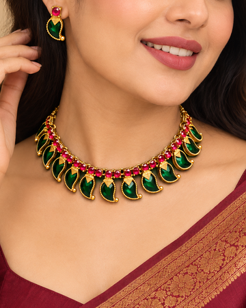 Ruby Emerald Choker Necklace | ALOB41