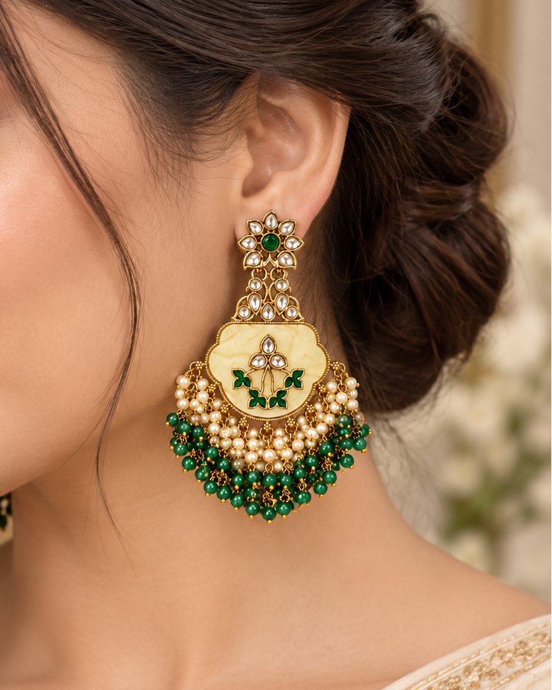 Pearl Drop Stone Bridal Earrings |  ALOB44