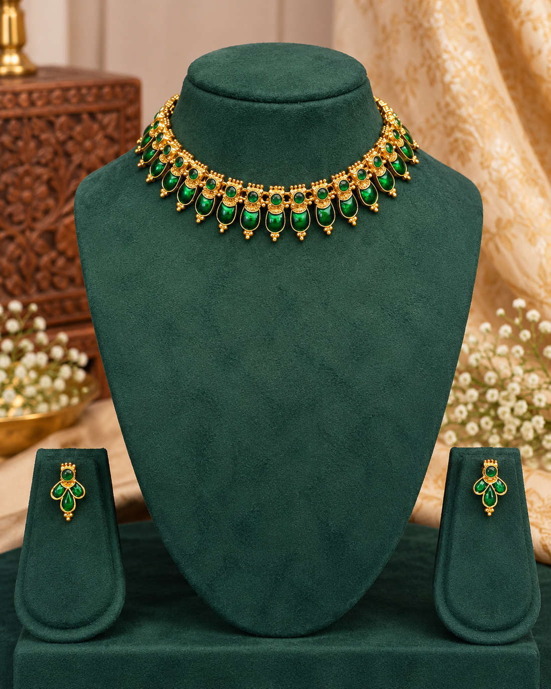 Emerald Traditional Choker Necklace | ALOB60