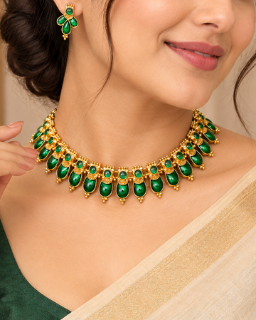 Emerald Traditional Choker Necklace | ALOB60