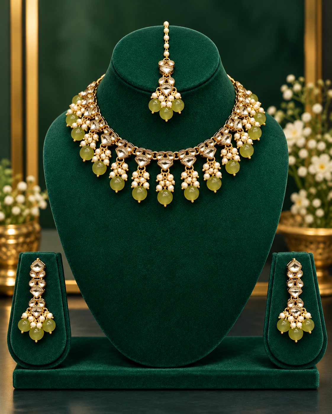 Pearl Border Ethnic Necklace Set  |  ALOB6