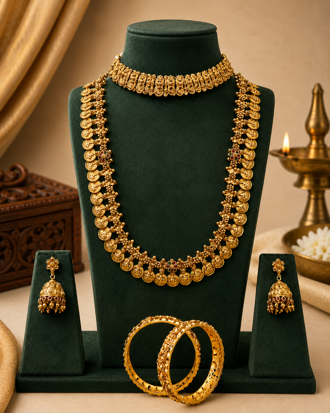 Nakshi Lakshmi Coin Bridal Set – Haram, Choker, Jhumkas & Bangles | P2