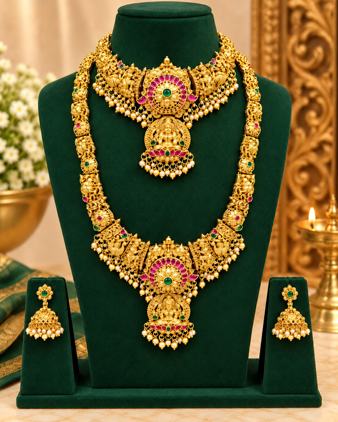 Antique Lakshmi Temple Bridal Set - P1 | ONK305