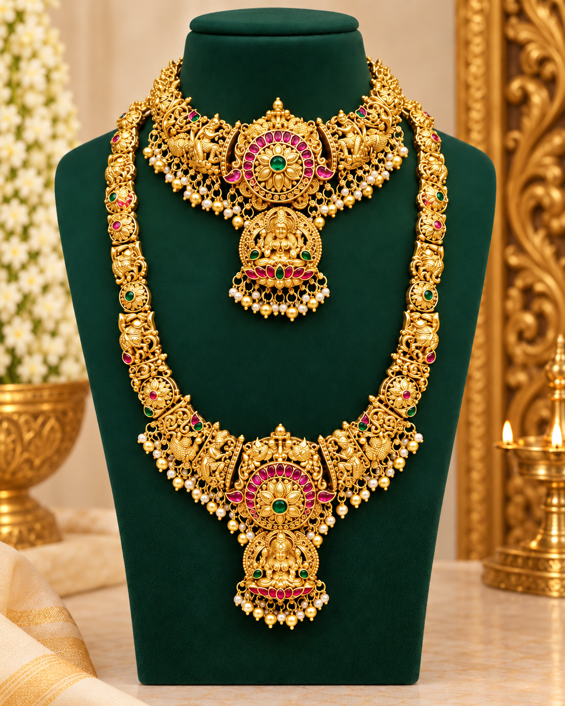 Antique Lakshmi Temple Bridal Set - P1 | ONK305