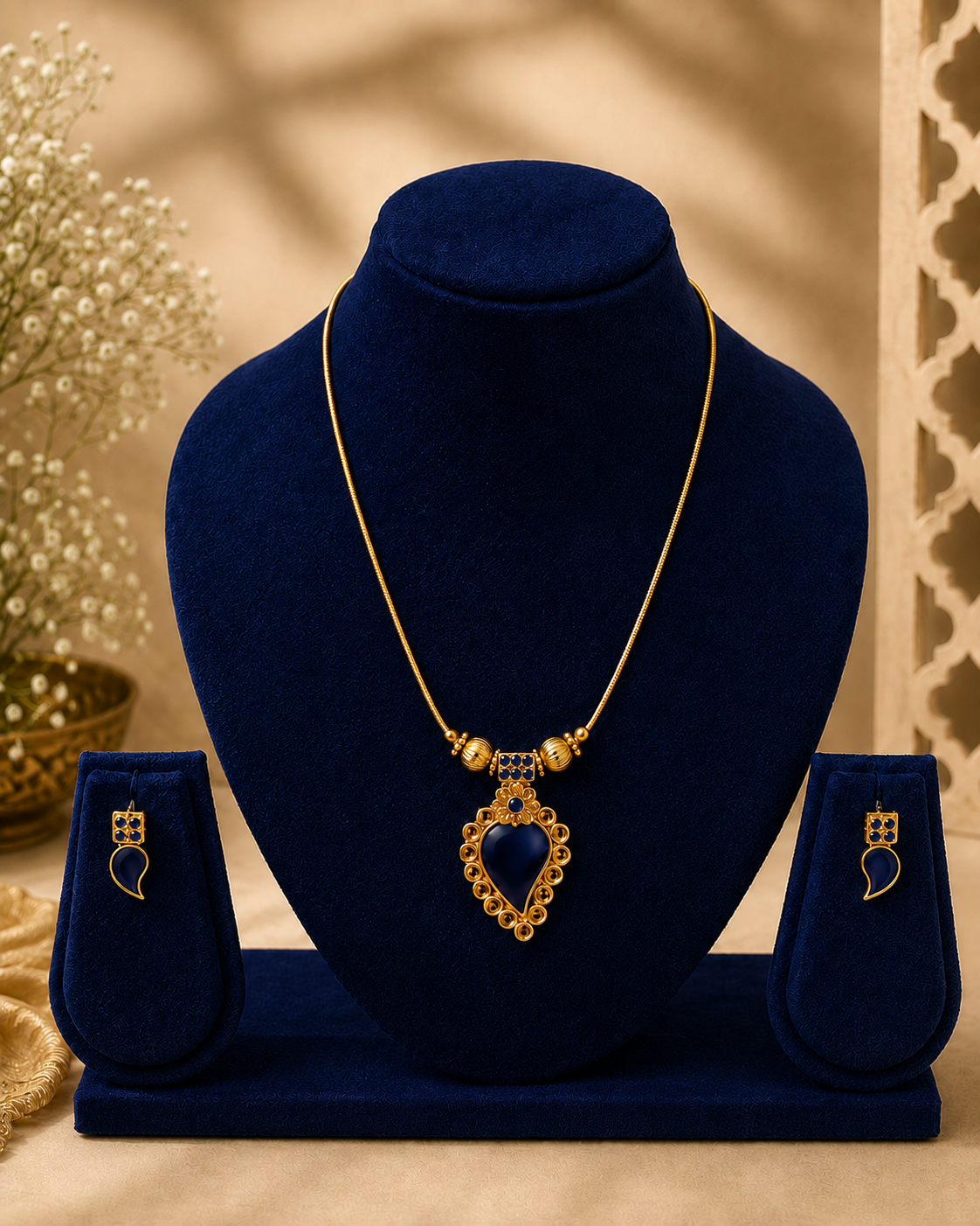 Antique Gold Pendant Necklace Set – Llabel Fashion | L15020