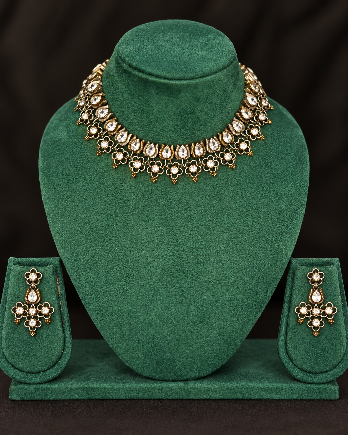 Oxidized Necklace Set with Floral Design | L15122