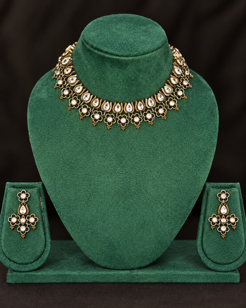 Oxidized Necklace Set with Floral Design | L15122