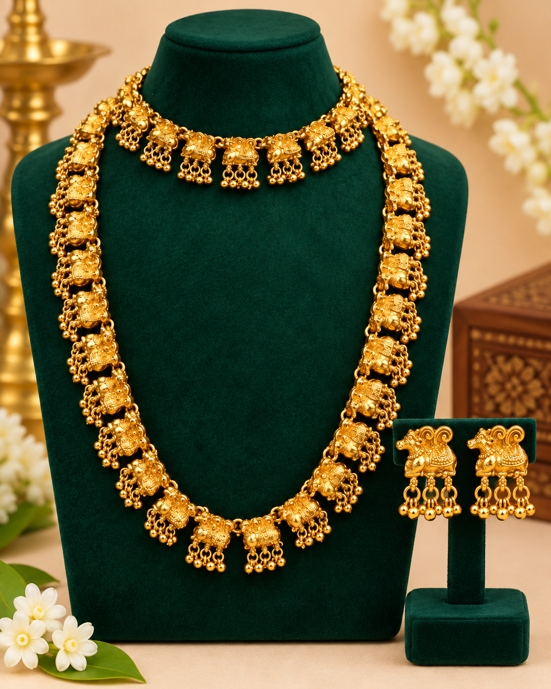 Temple Bridal Nandi Chocker & Long Chain Set | ONK302