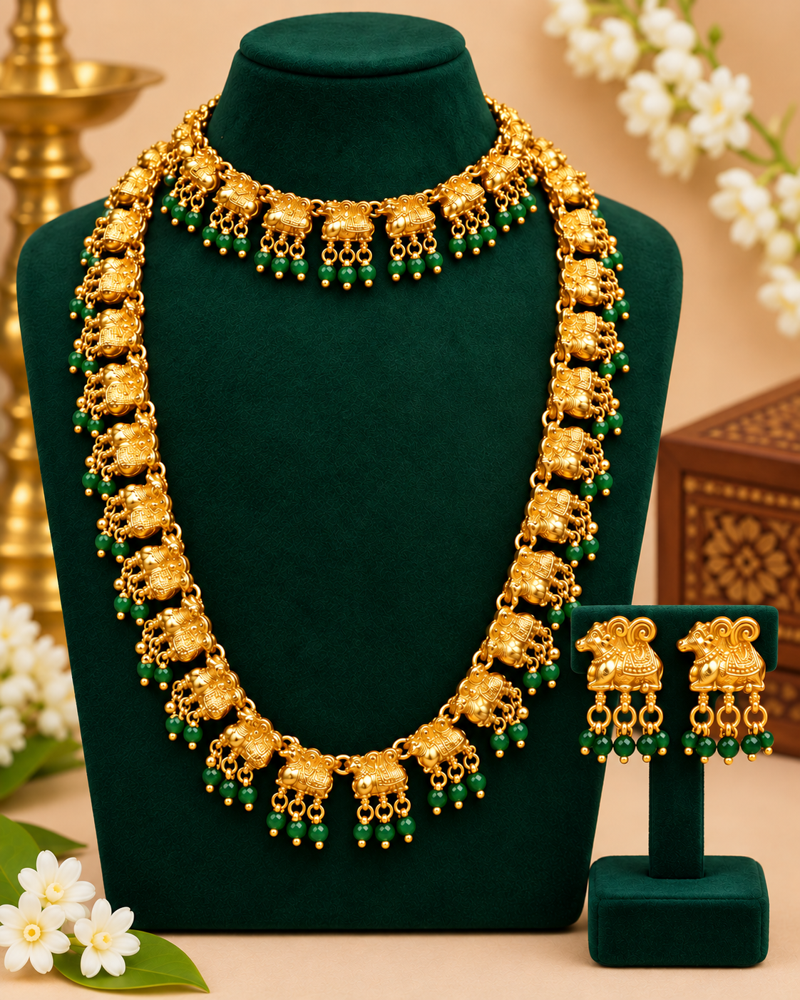 Temple Bridal Nandi Chocker & Long Chain Set | ONK302
