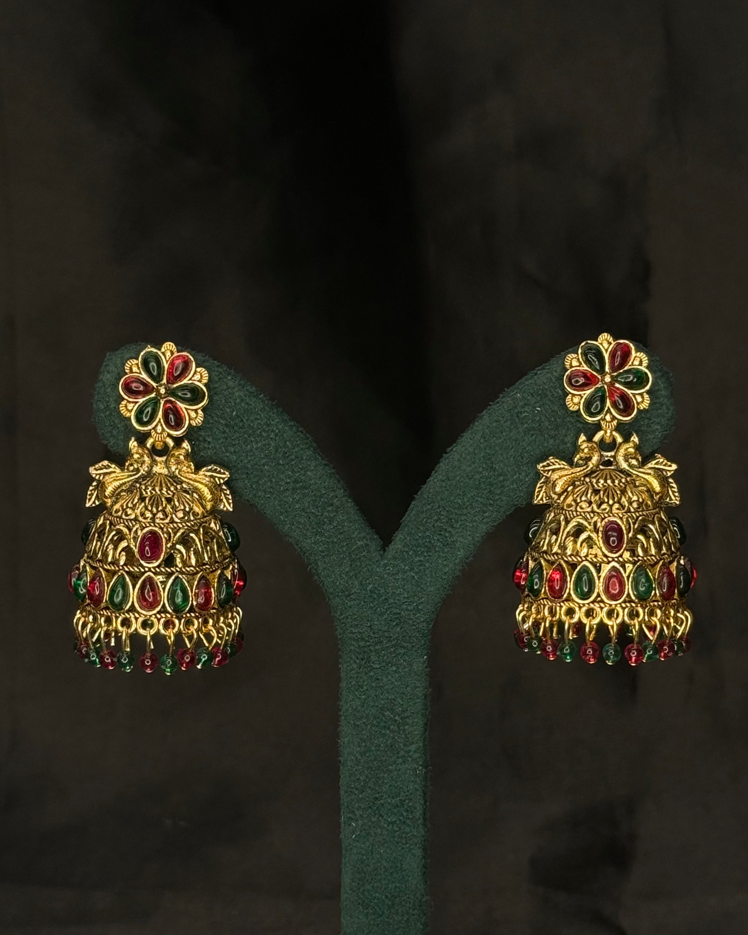 Traditional  Multicolour Stone Jhumka Earrings | GV223