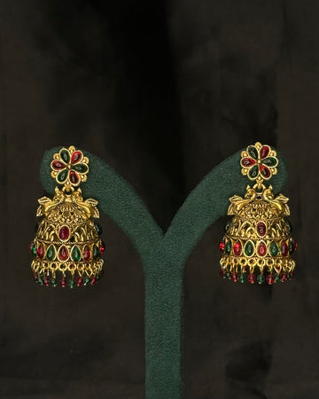 Traditional  Multicolour Stone Jhumka Earrings | GV223