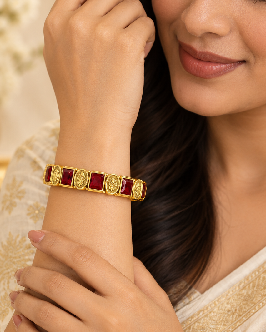 Red Stone Lakshmi-Style Bangle - P1 | GV281