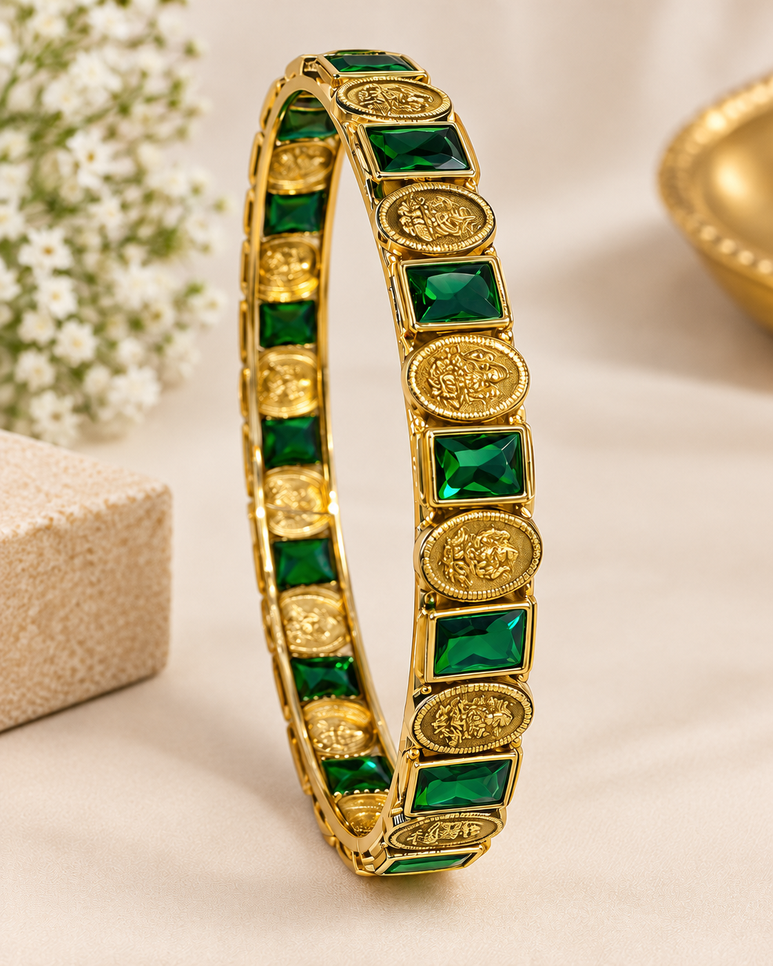 Green Stone Lakshmi-Style Bangle - P2 | GV281