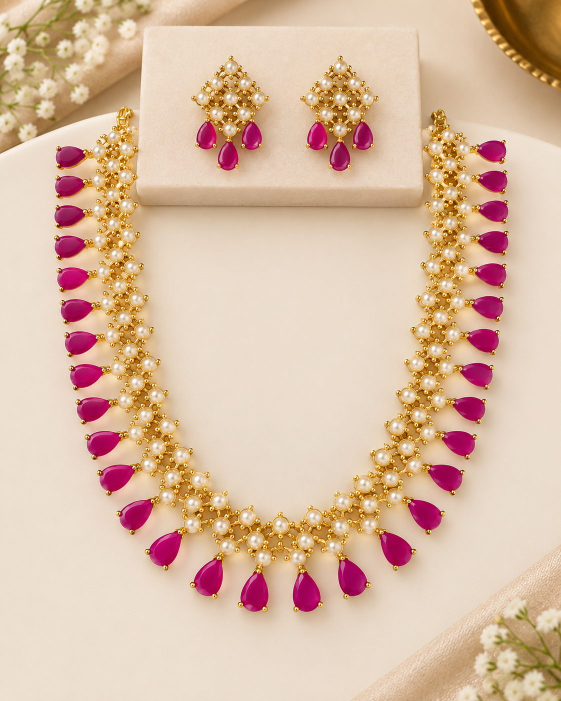 Pearl & Pink Necklace Set | GV669